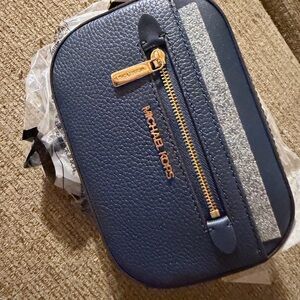 Michael Kors Blue and Silver Crossbody Bag